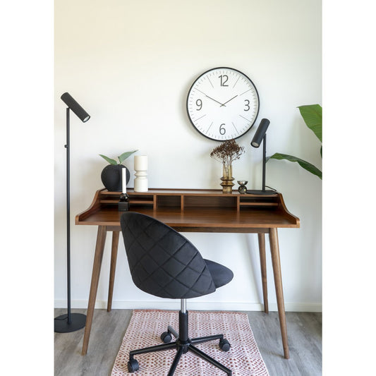 Geneve Office Chair-Chaise de bureau en velours, noir avec pieds noirs, HN1207