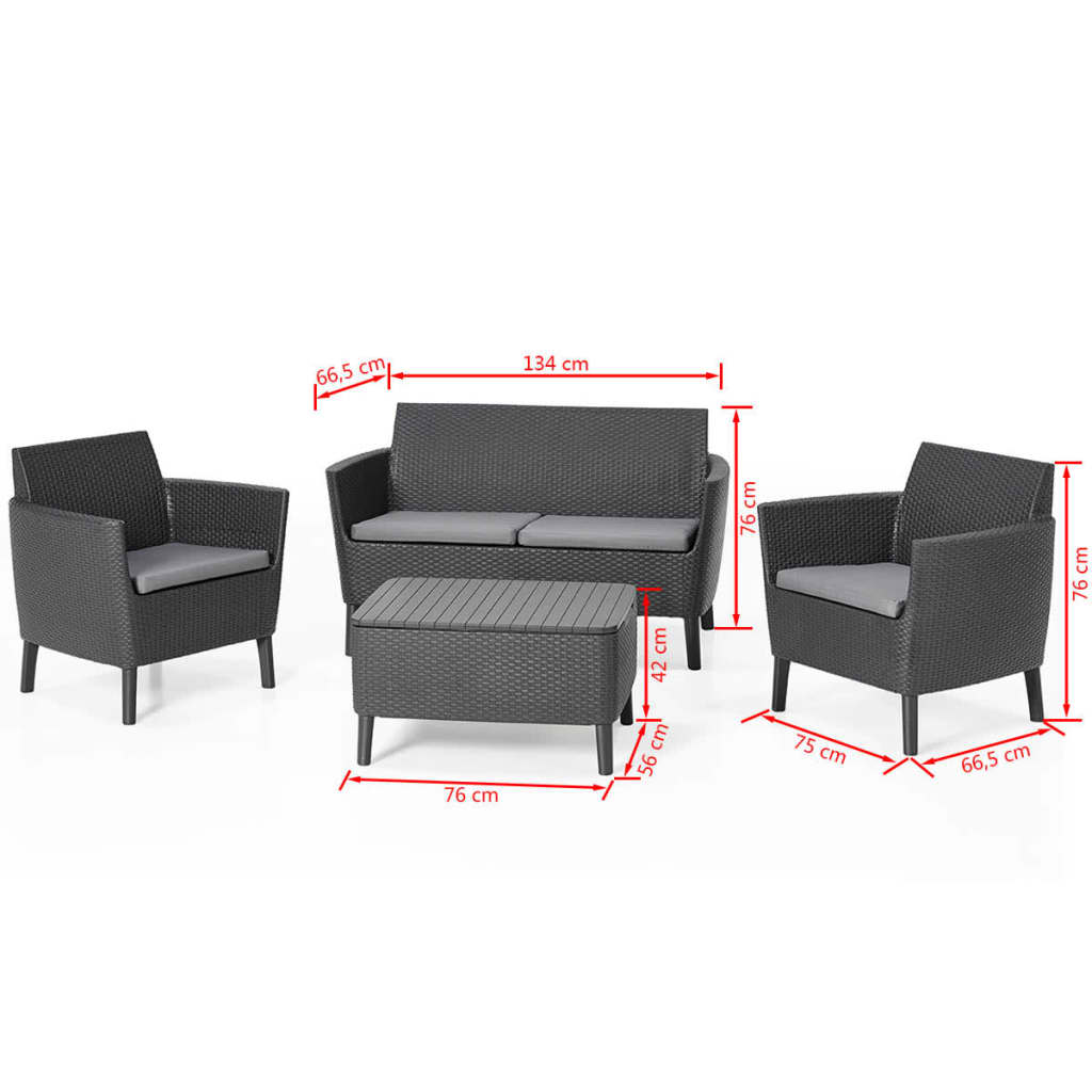 Keter 8-delige Loungeset Salemo grafietkleurig 236629