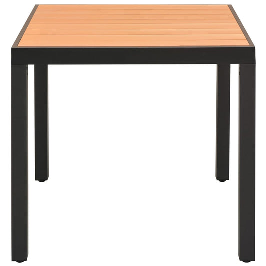 Tuintafel 80x80x74 cm aluminium en HKC bruin