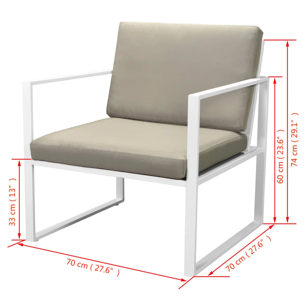 4-delige Loungeset met kussens staal wit