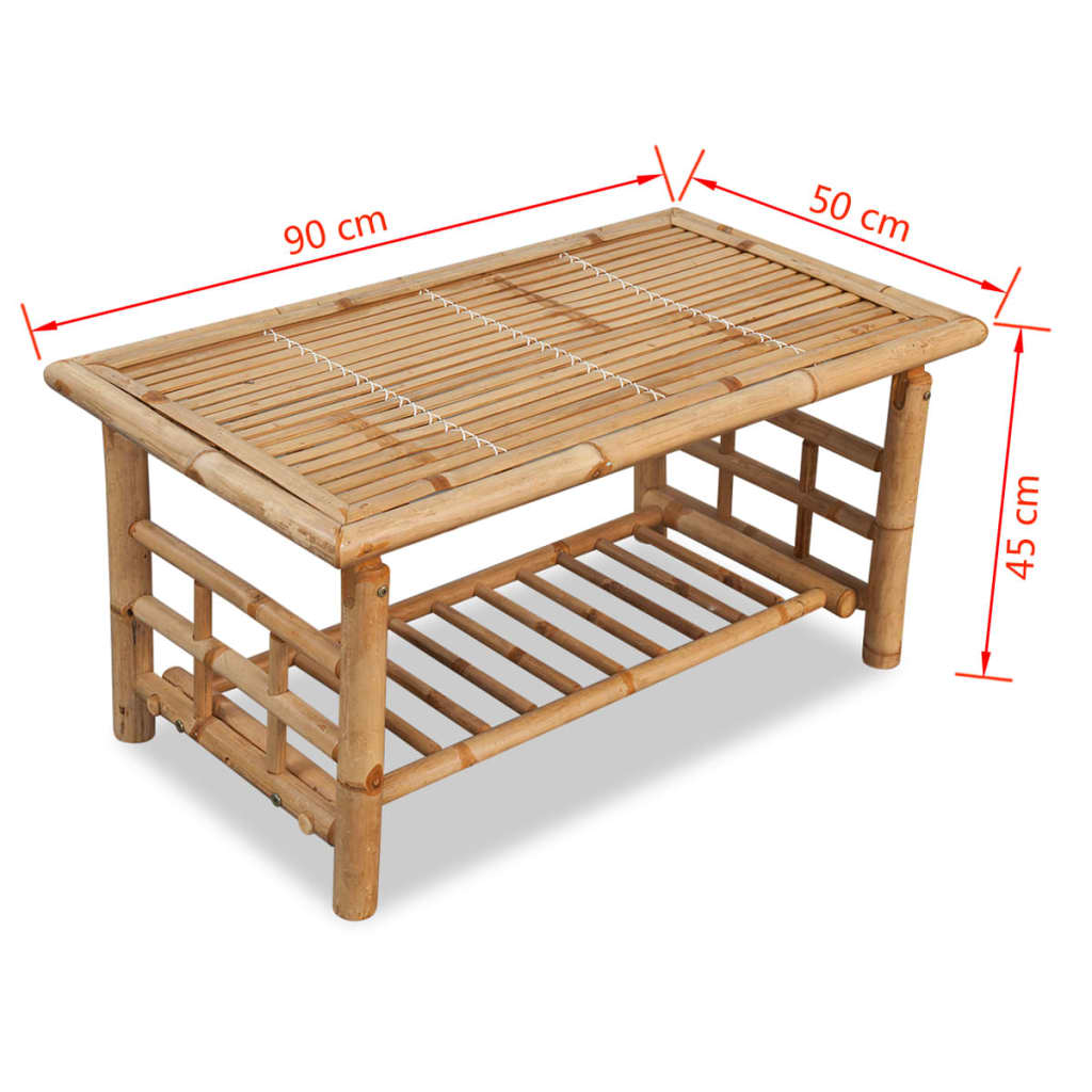 Salontafel bamboe 90x50x45 cm