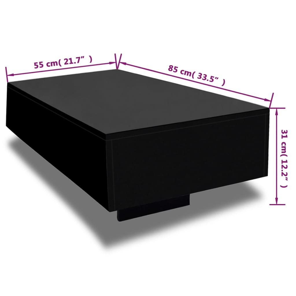 Salontafel hoogglans zwart