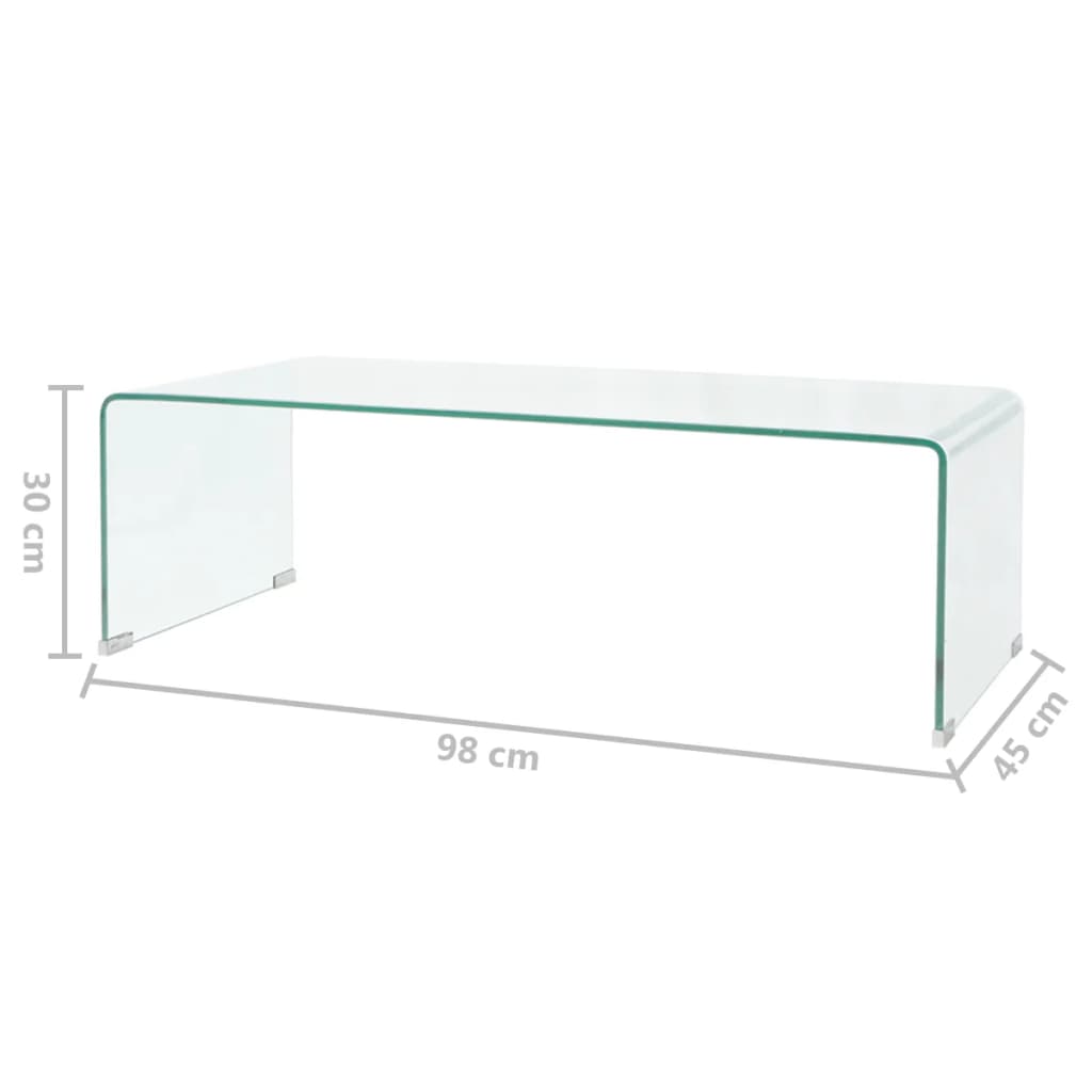 Salontafel 98x45x30 cm gehard glas transparant