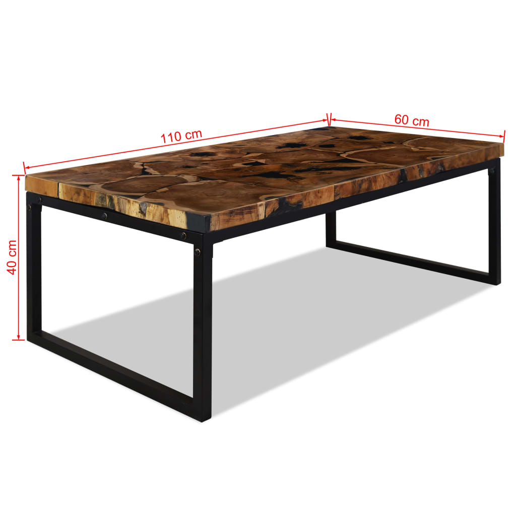 Salontafel 110x60x40 cm teakhout en hars