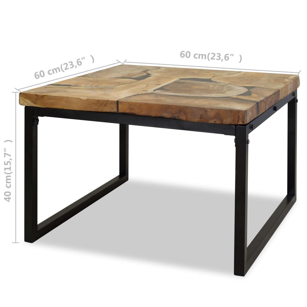 Salontafel 60x60x40 cm teakhout en hars