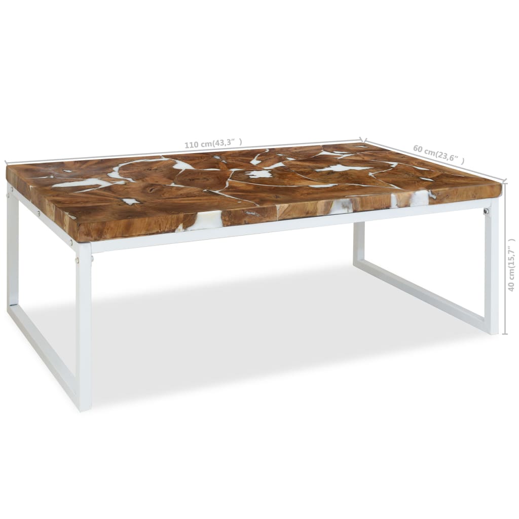 Salontafel 110x60x40 cm teakhout en hars