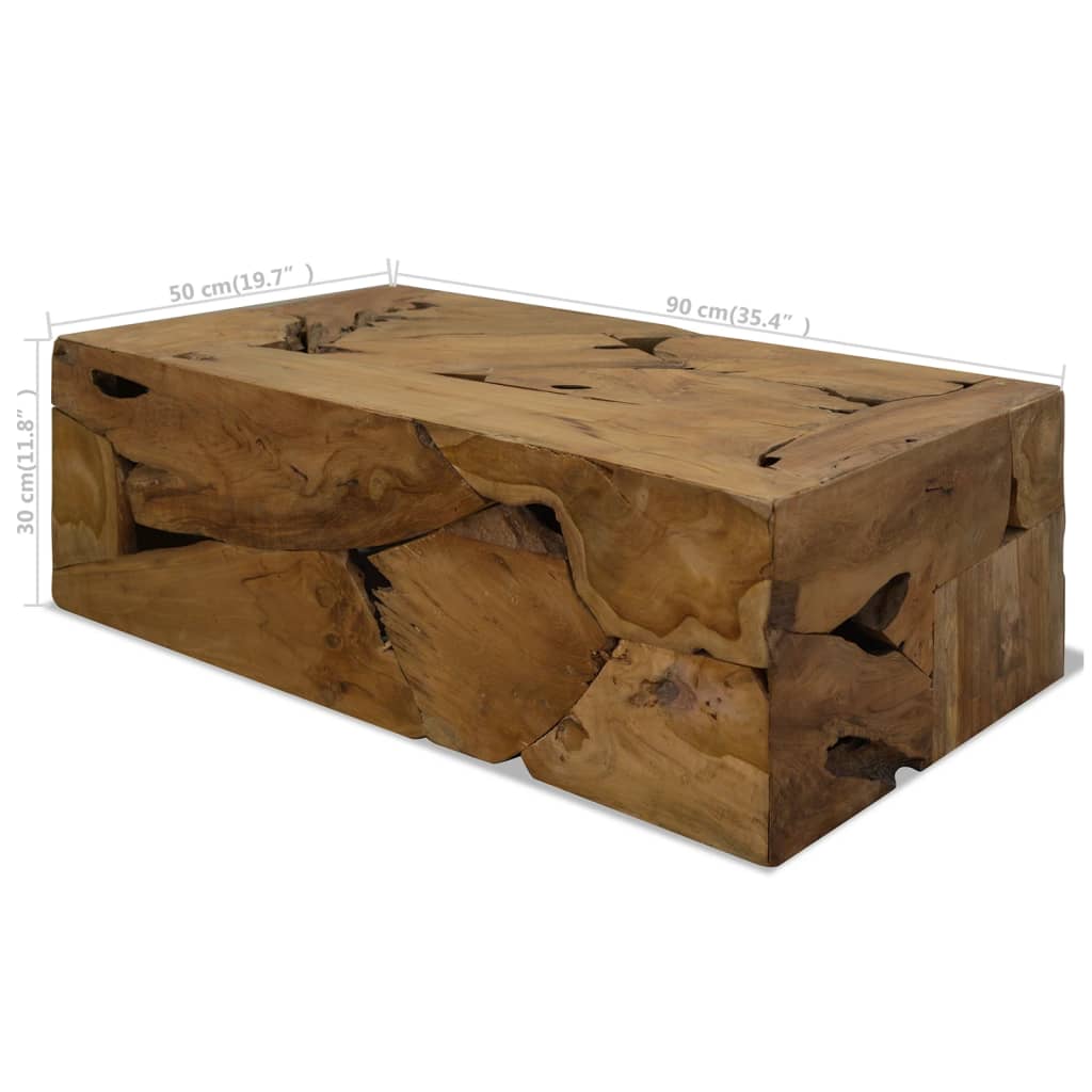 Salontafel 90x50x30 cm echt teakhout bruin