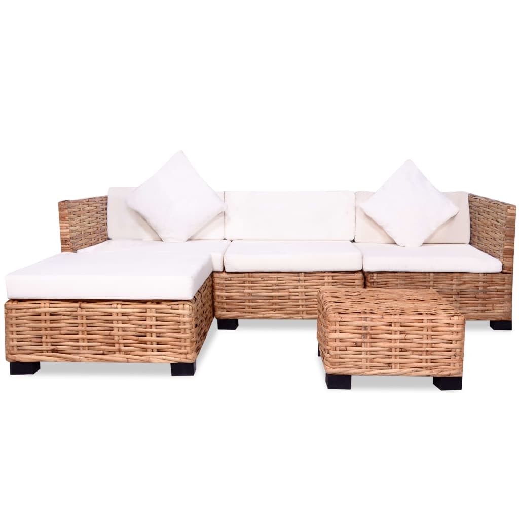 Loungeset natuurlijk rattan 14-delig