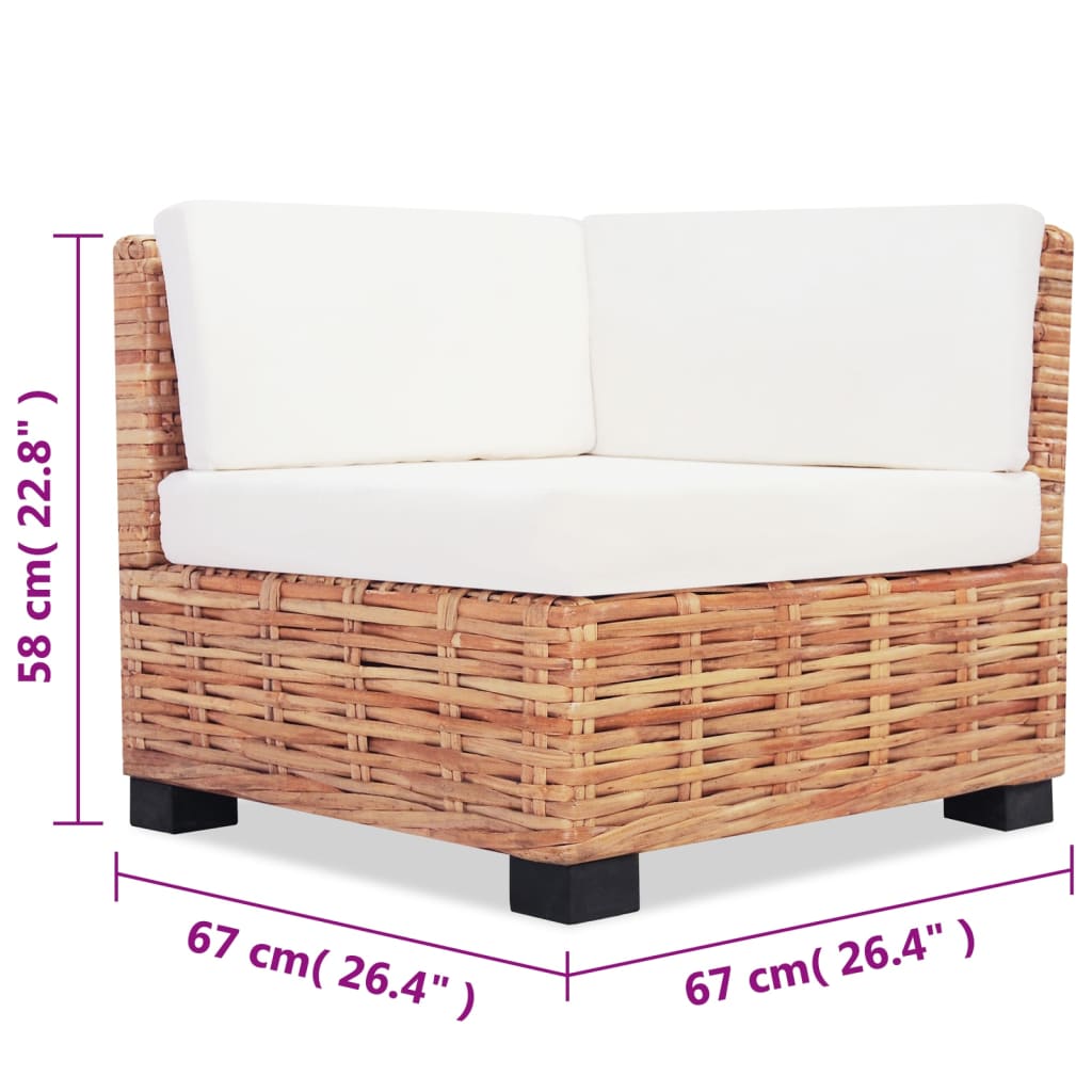 Loungeset natuurlijk rattan 14-delig