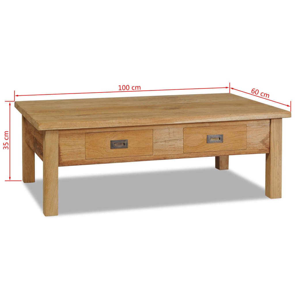 Salontafel massief teakhout 100x60x35 cm