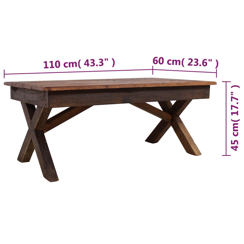 Salontafel 110x60x45 cm gemengd gerecycled hout