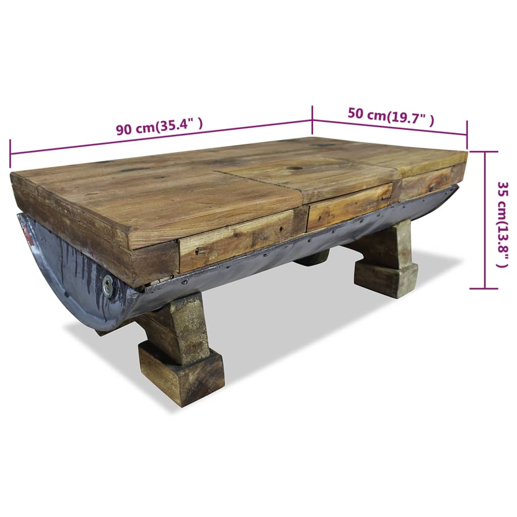 Salontafel 90x50x35 cm gemengd gerecycled hout