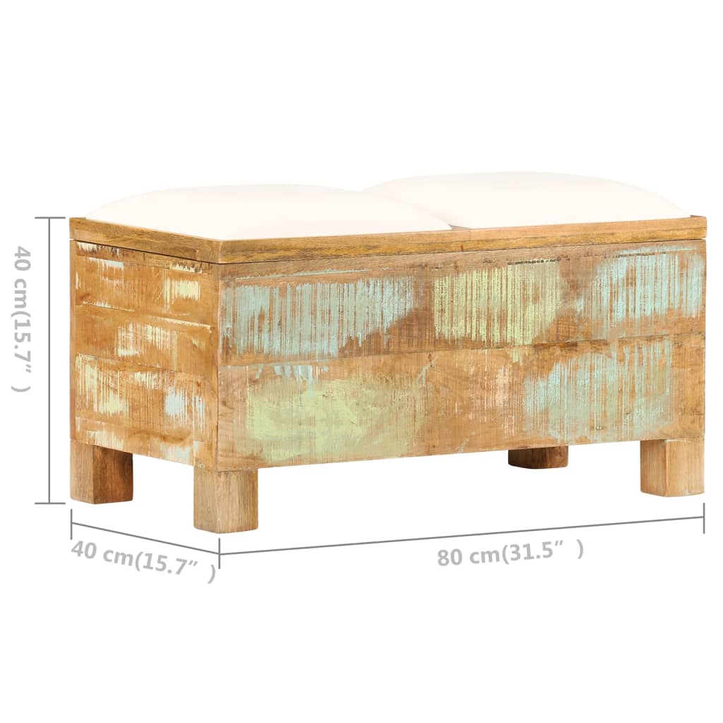 Opbergbankje 80x40x40 cm massief gerecycled hout