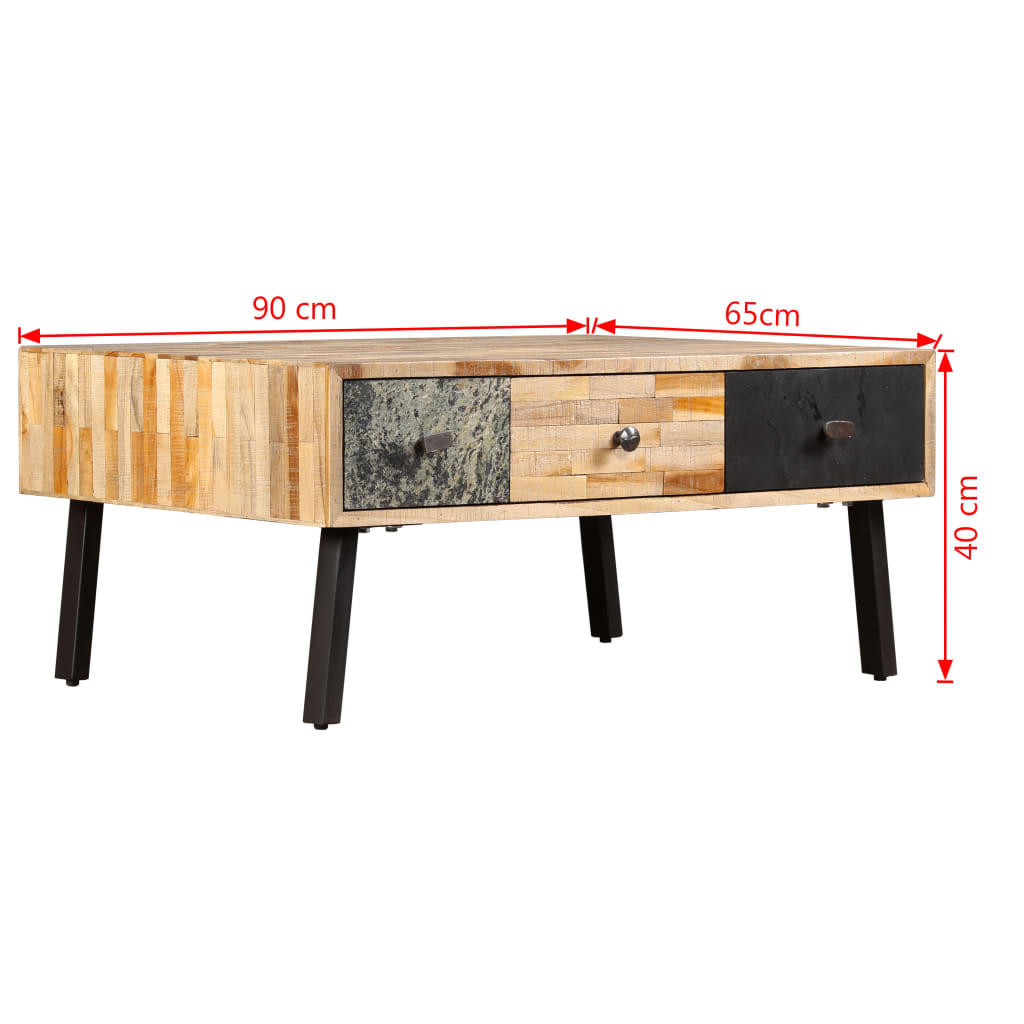 Salontafel 90x65x40 cm massief gerecycled teakhout