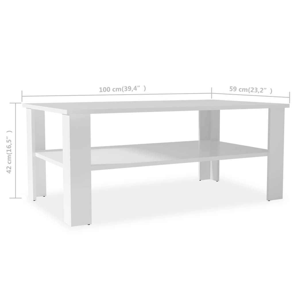 Salontafel 100x59x42 cm bewerkt hout wit