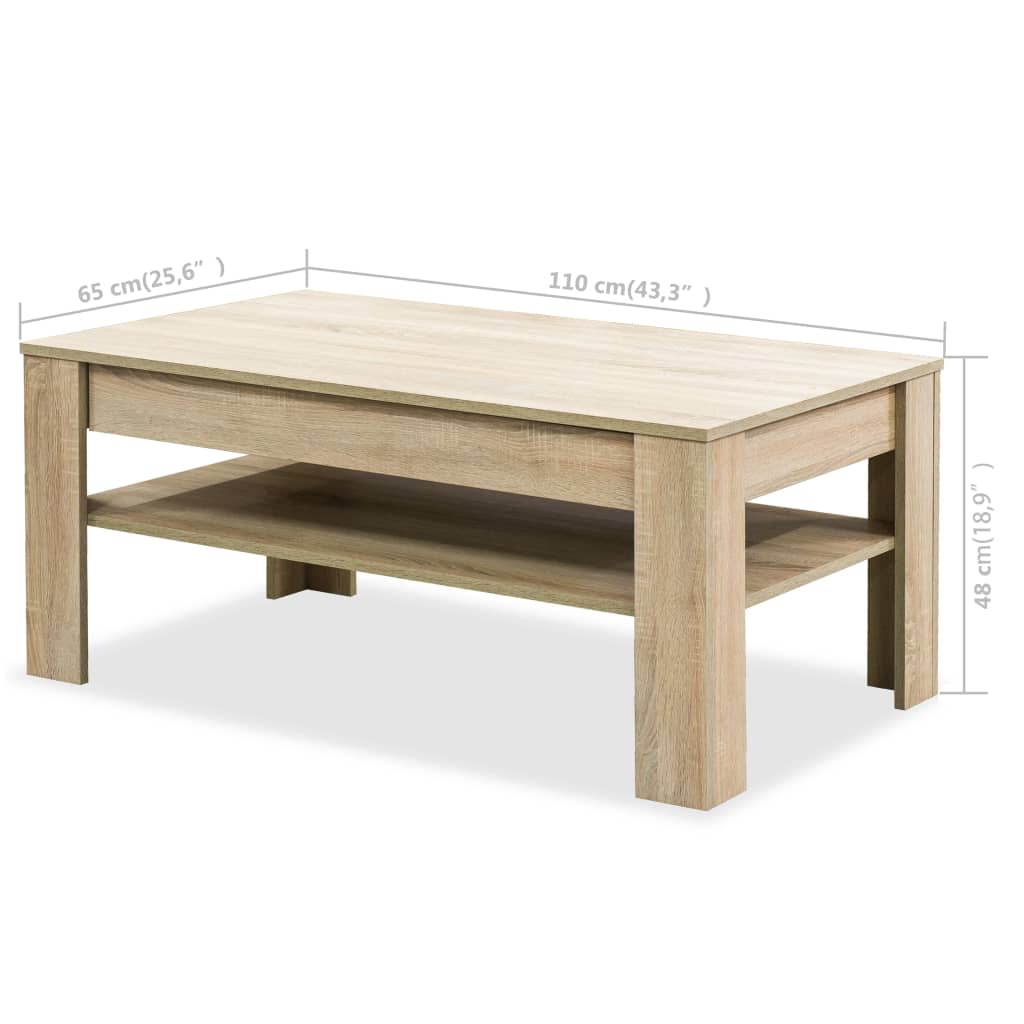 Salontafel 110x65x48 cm bewerkt hout eikenkleur