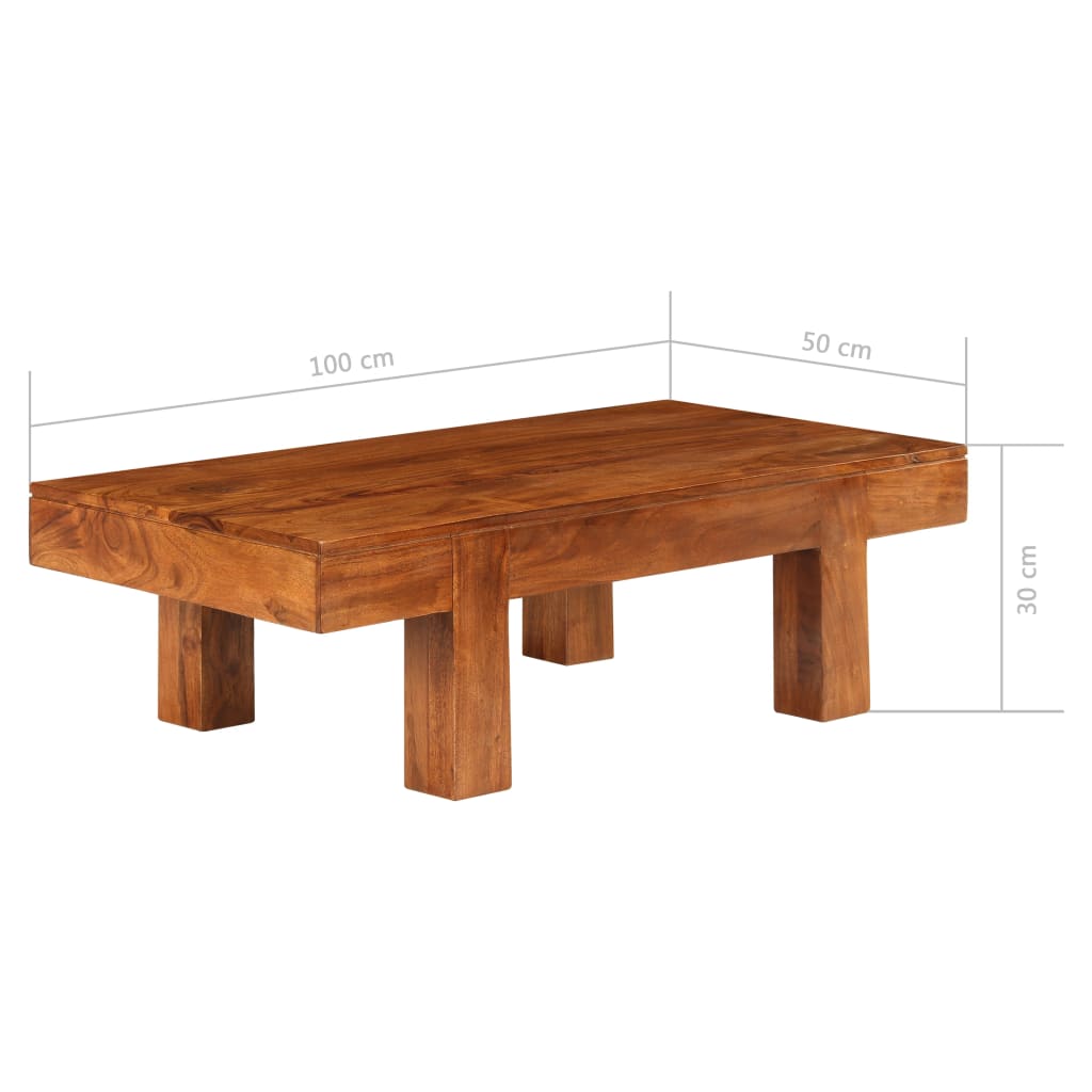 Salontafel 100x50x30 cm massief acaciahout met honingafwerking