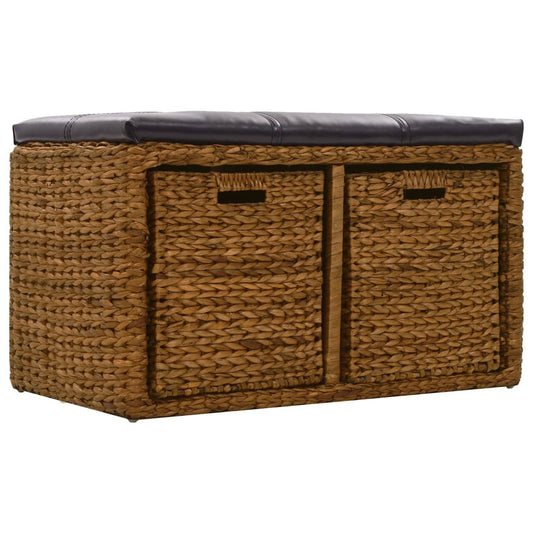 Bankje met 2 manden 71x40x42 cm zeegras bruin