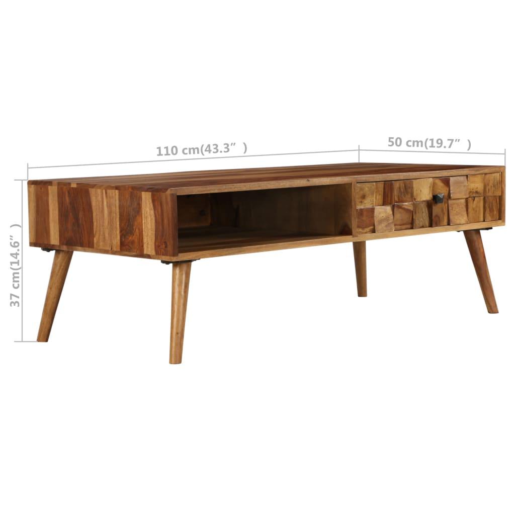 Salontafel 110x50x37 cm sheeshamhout met honing afwerking