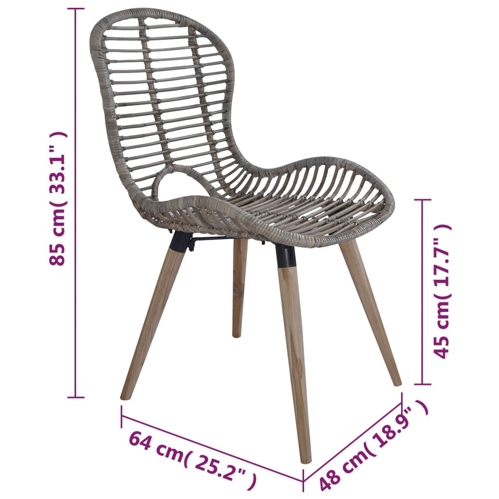 Eetkamerstoelen 2 st natuurlijk rattan bruin