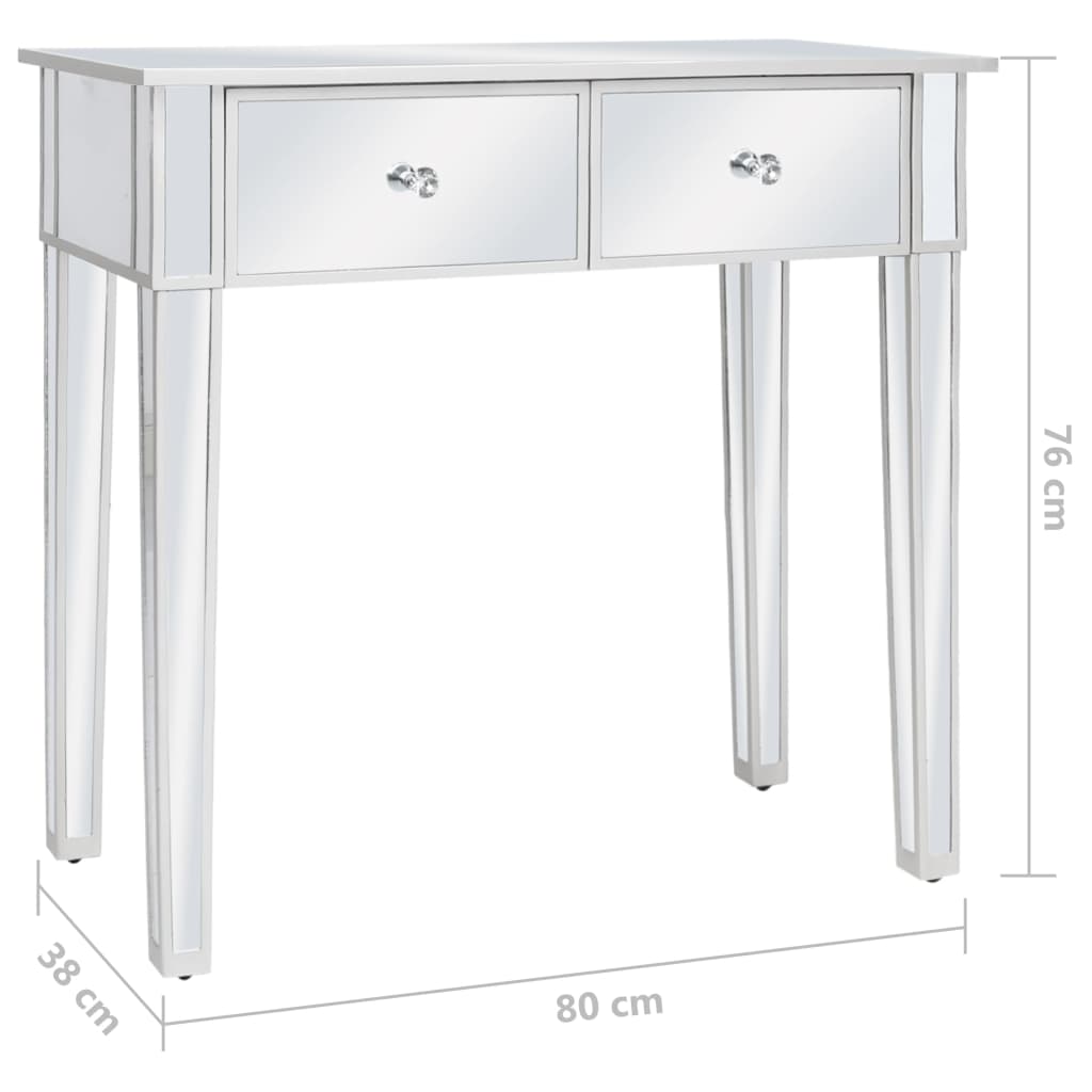 Kaptafel gespiegeld met kruk MDF en glas