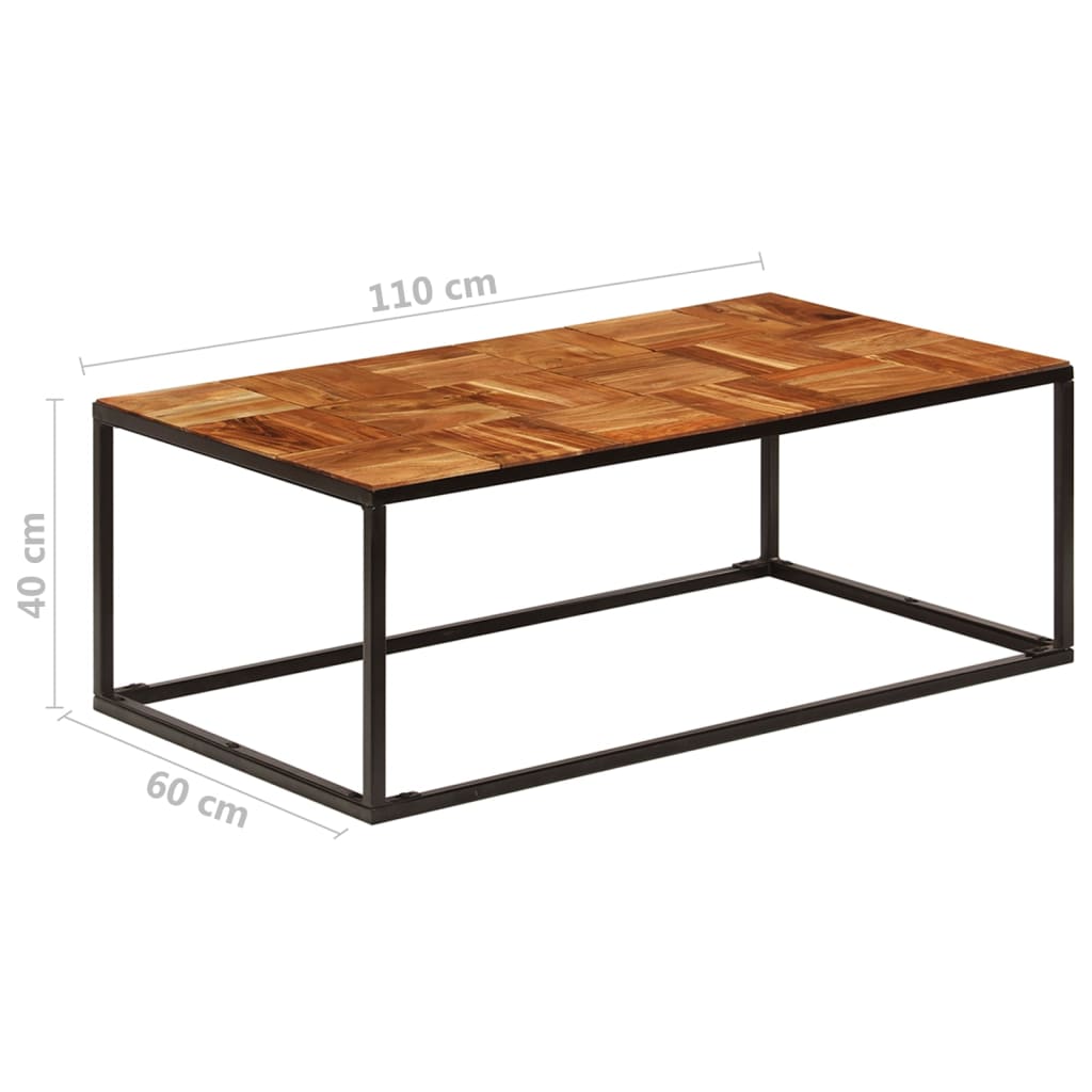 Salontafel 110x60x40 cm massief acaciahout en staal