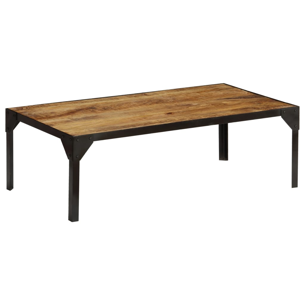 Salontafel 110 cm massief ruw mangohout en staal