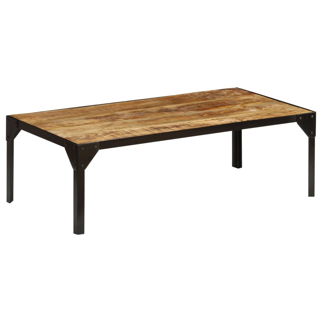 Salontafel 110 cm massief ruw mangohout en staal