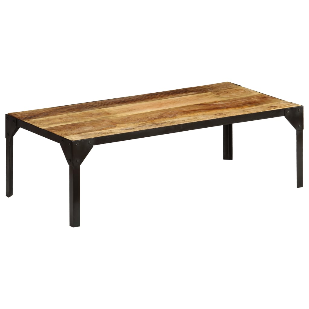 Salontafel 110 cm massief ruw mangohout en staal