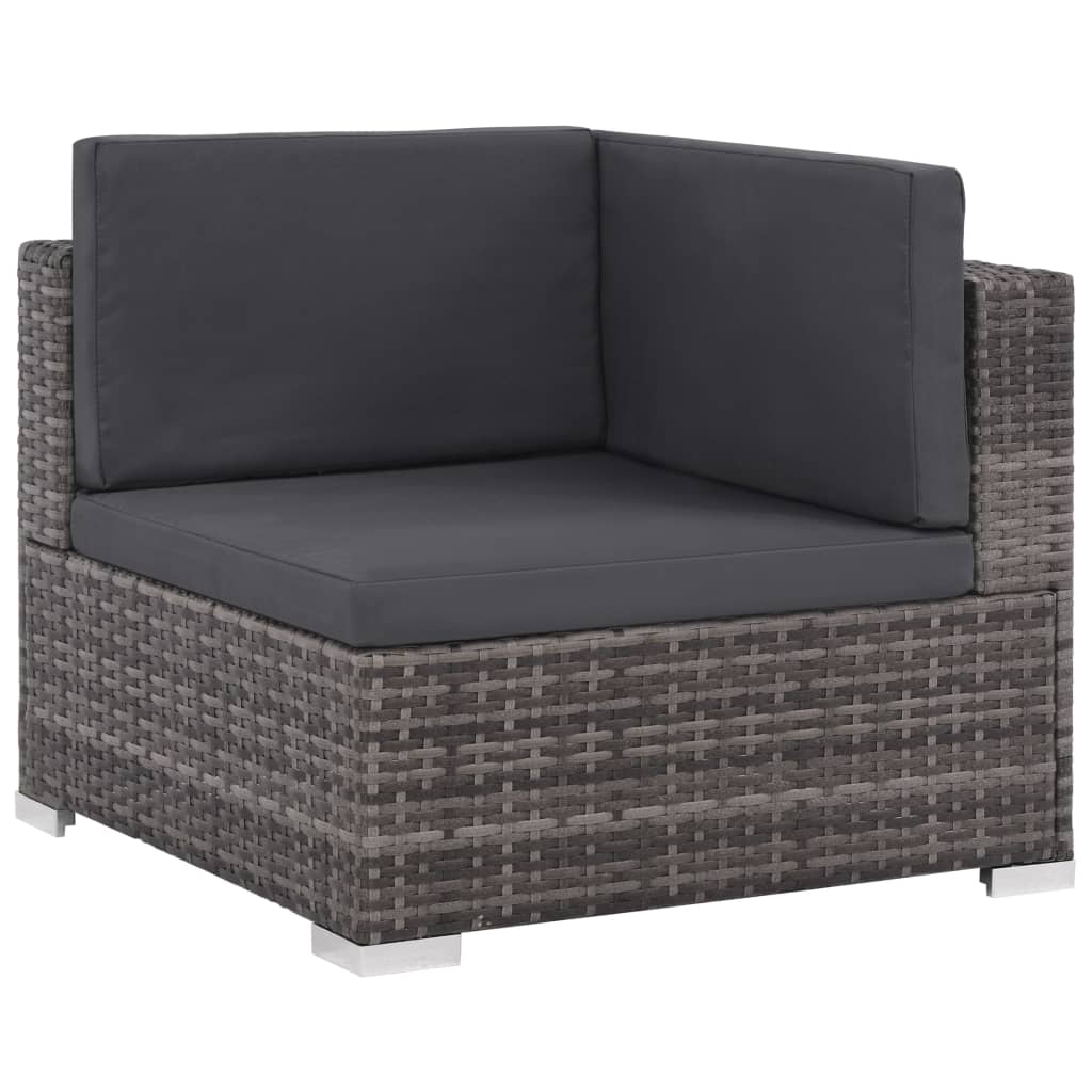 8-delige Loungeset met kussens poly rattan grijs