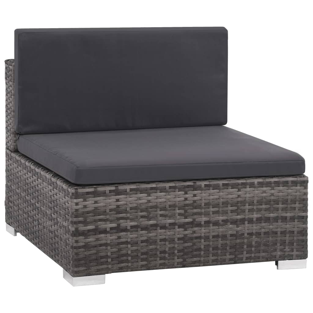 8-delige Loungeset met kussens poly rattan grijs