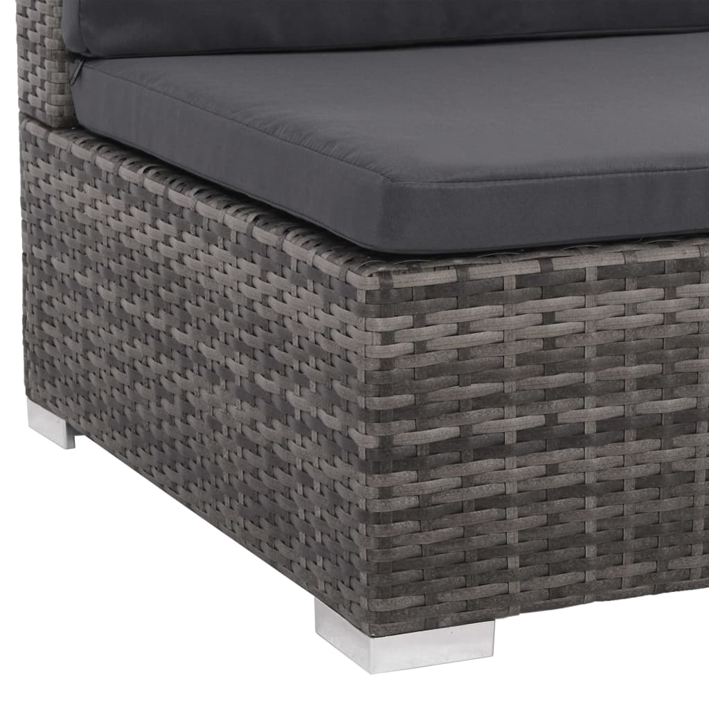 8-delige Loungeset met kussens poly rattan grijs