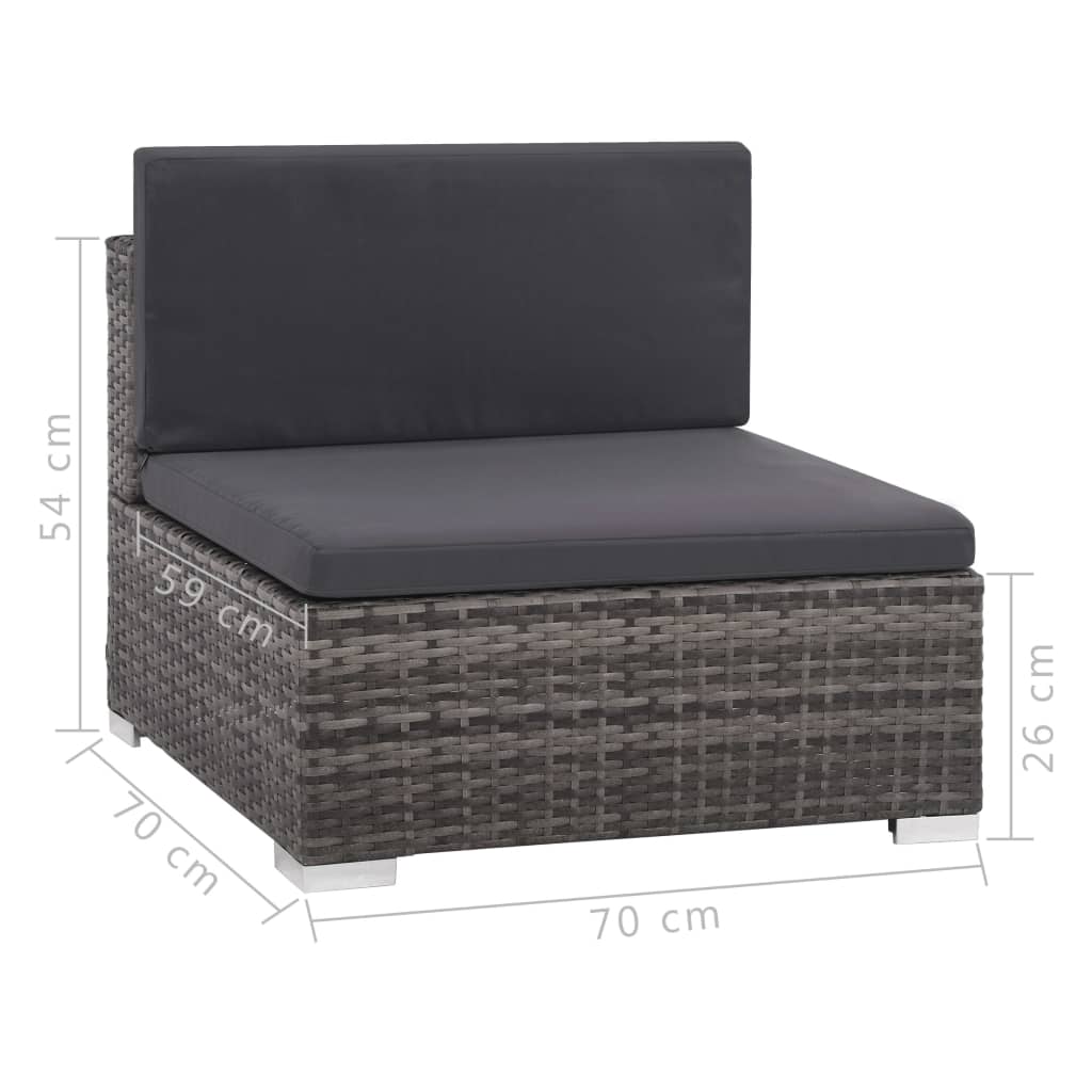 8-delige Loungeset met kussens poly rattan grijs