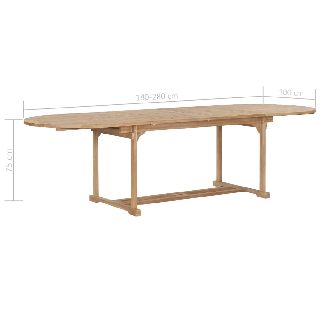 Tuintafel verlengbaar ovaal 180-280x100x75 cm massief teakhout