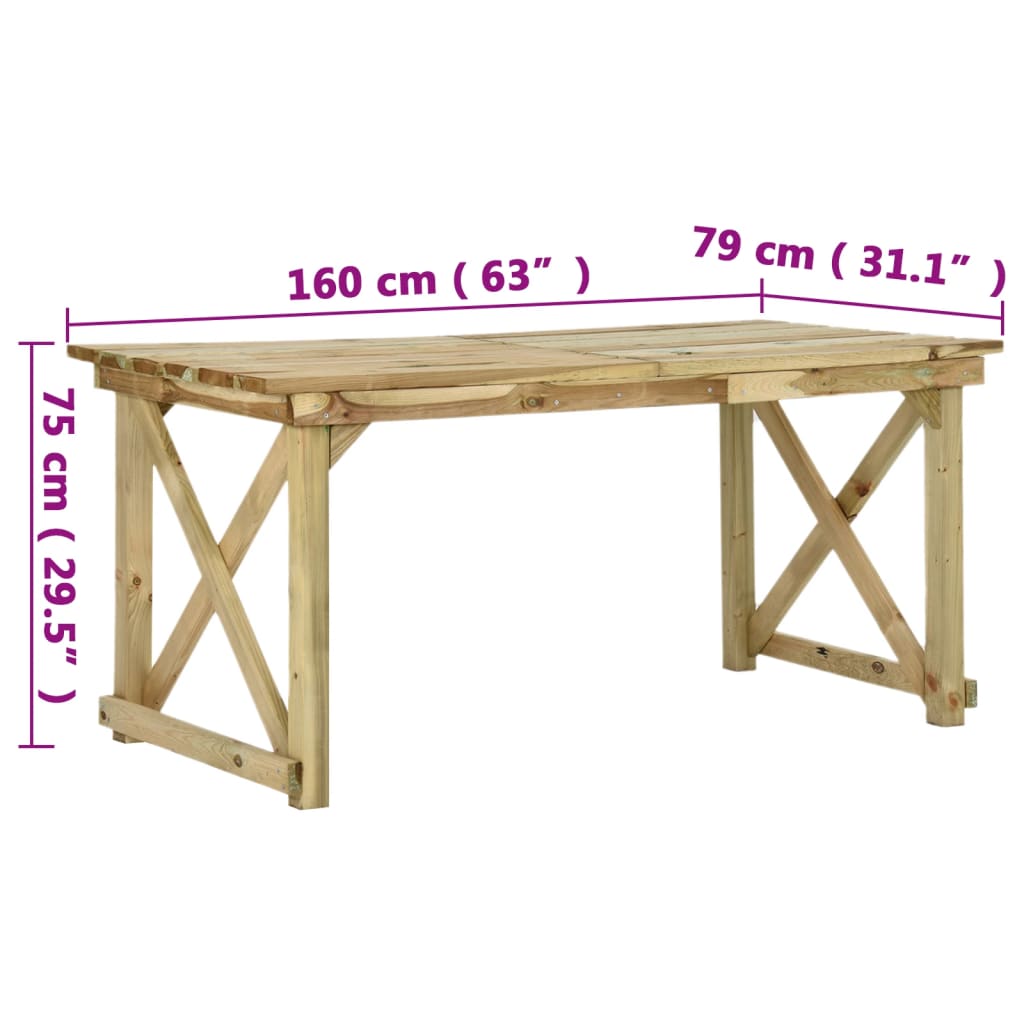 Tuintafel 160x79x75 cm hout