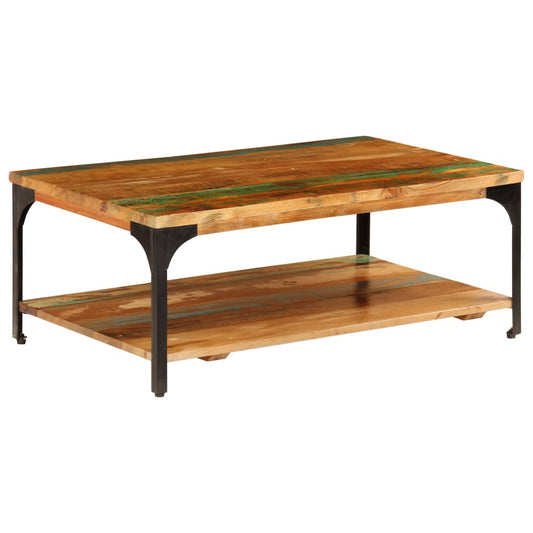 Salontafel met schap 100x60x35 cm massief gerecycled hout