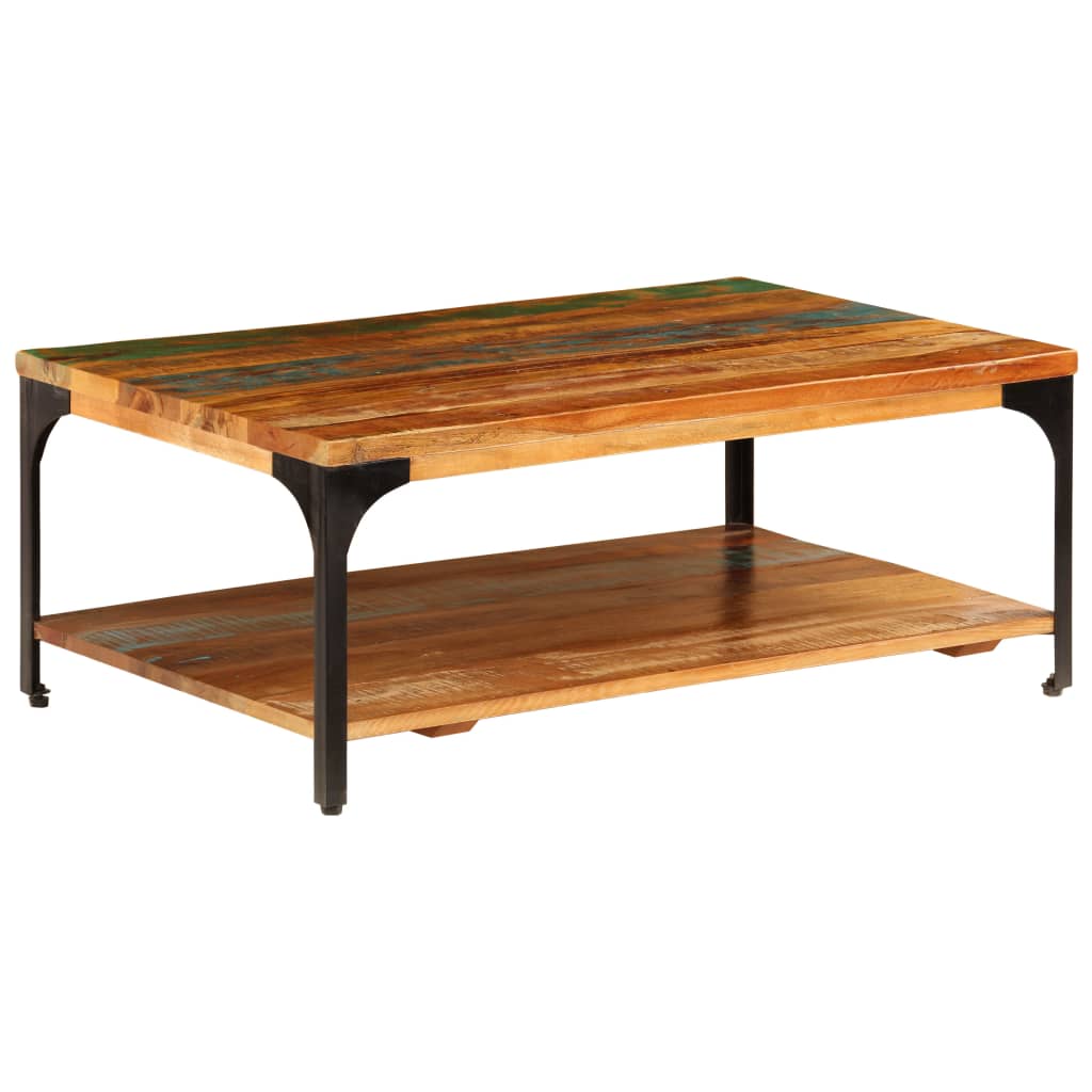 Salontafel met schap 100x60x35 cm massief gerecycled hout