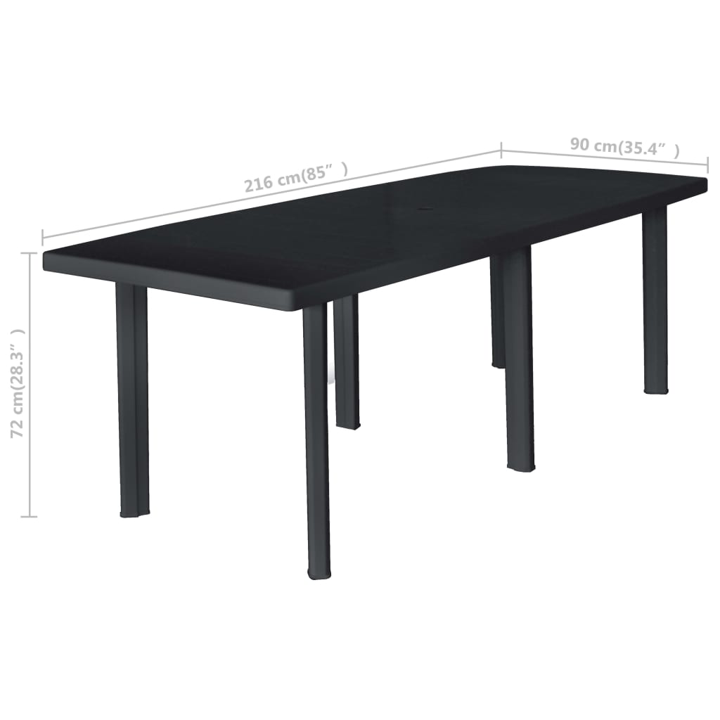 Tuintafel 216x90x72 cm kunststof antraciet