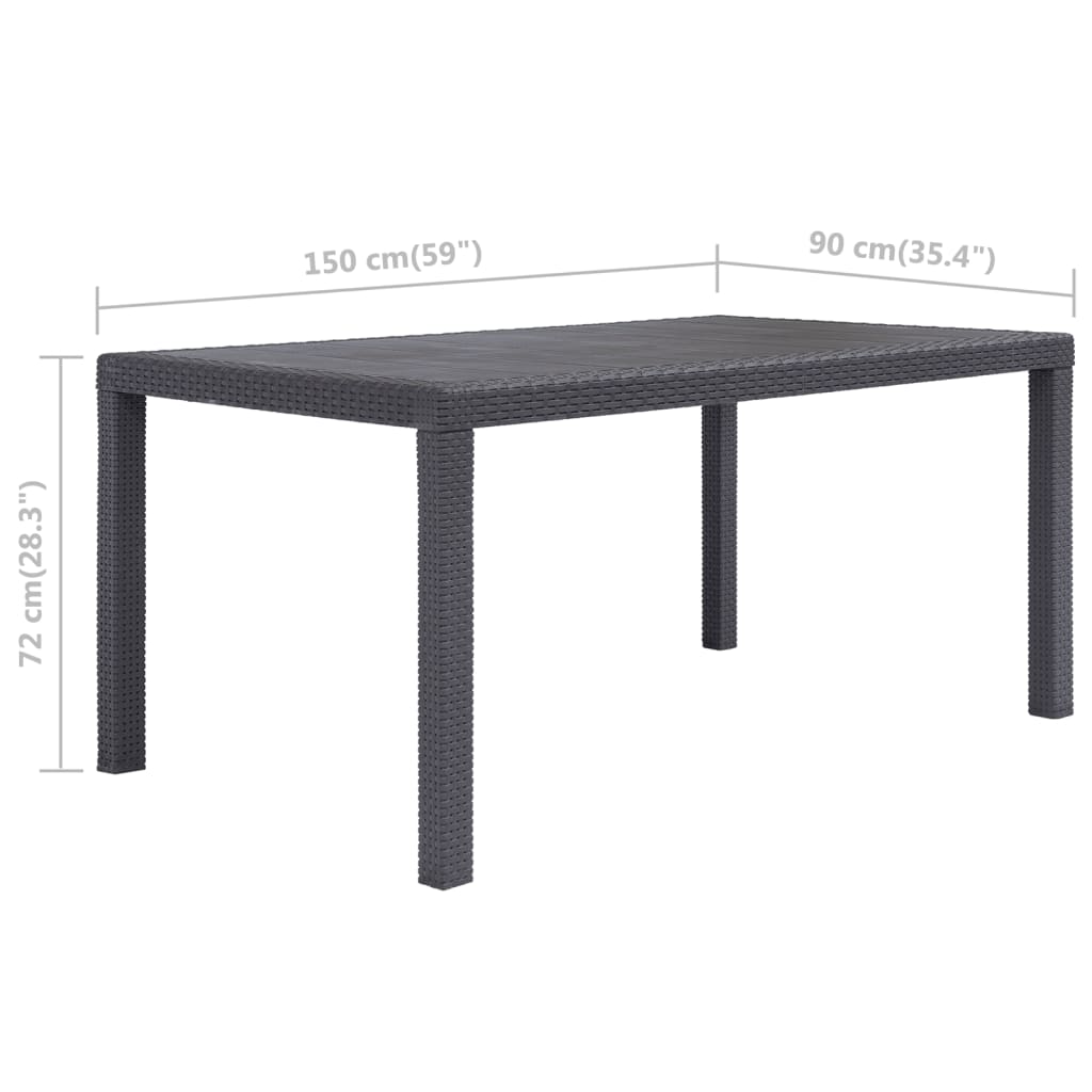 Tuintafel 150x90x72 cm rattan-look kunststof bruin