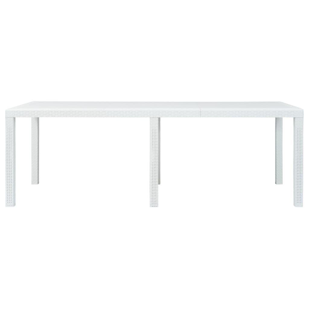 Tuintafel 220x90x72 cm rattan-look kunststof wit