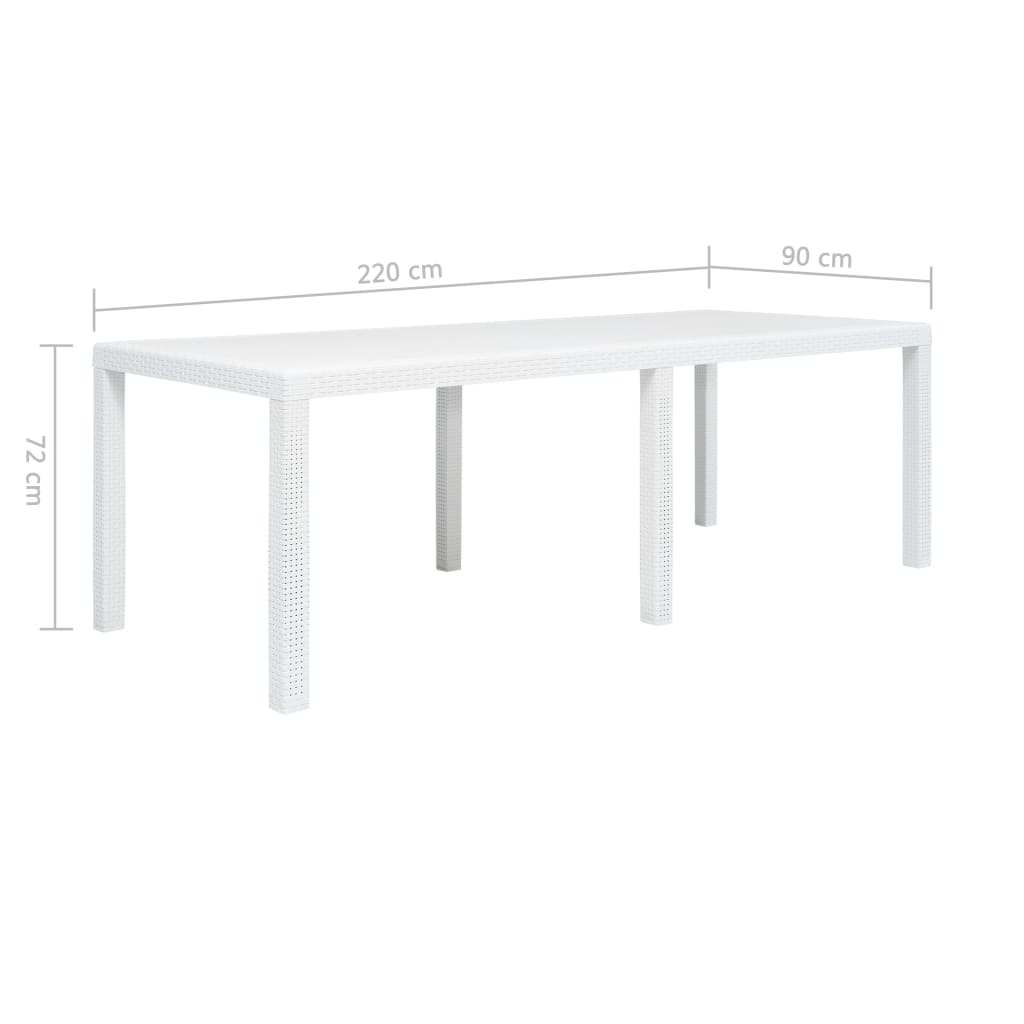 Tuintafel 220x90x72 cm rattan-look kunststof wit