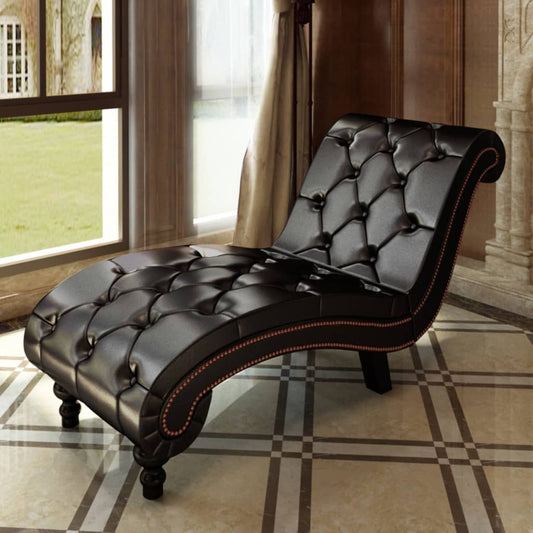 Chaise longue kunstleer bruin