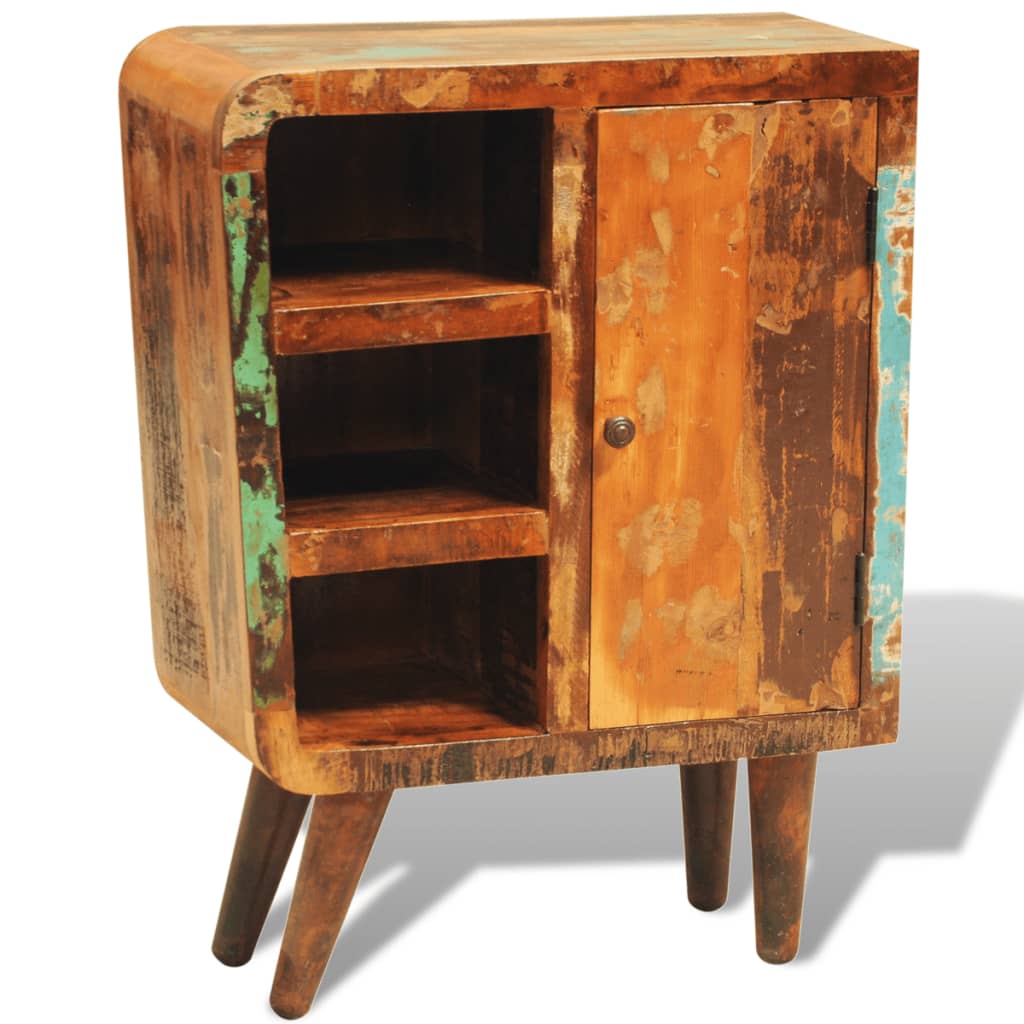 Kast met 1 deur vintage-stijl massief gerecycled hout