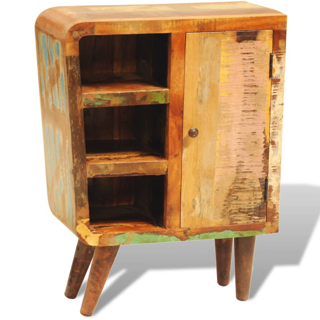 Kast met 1 deur vintage-stijl massief gerecycled hout