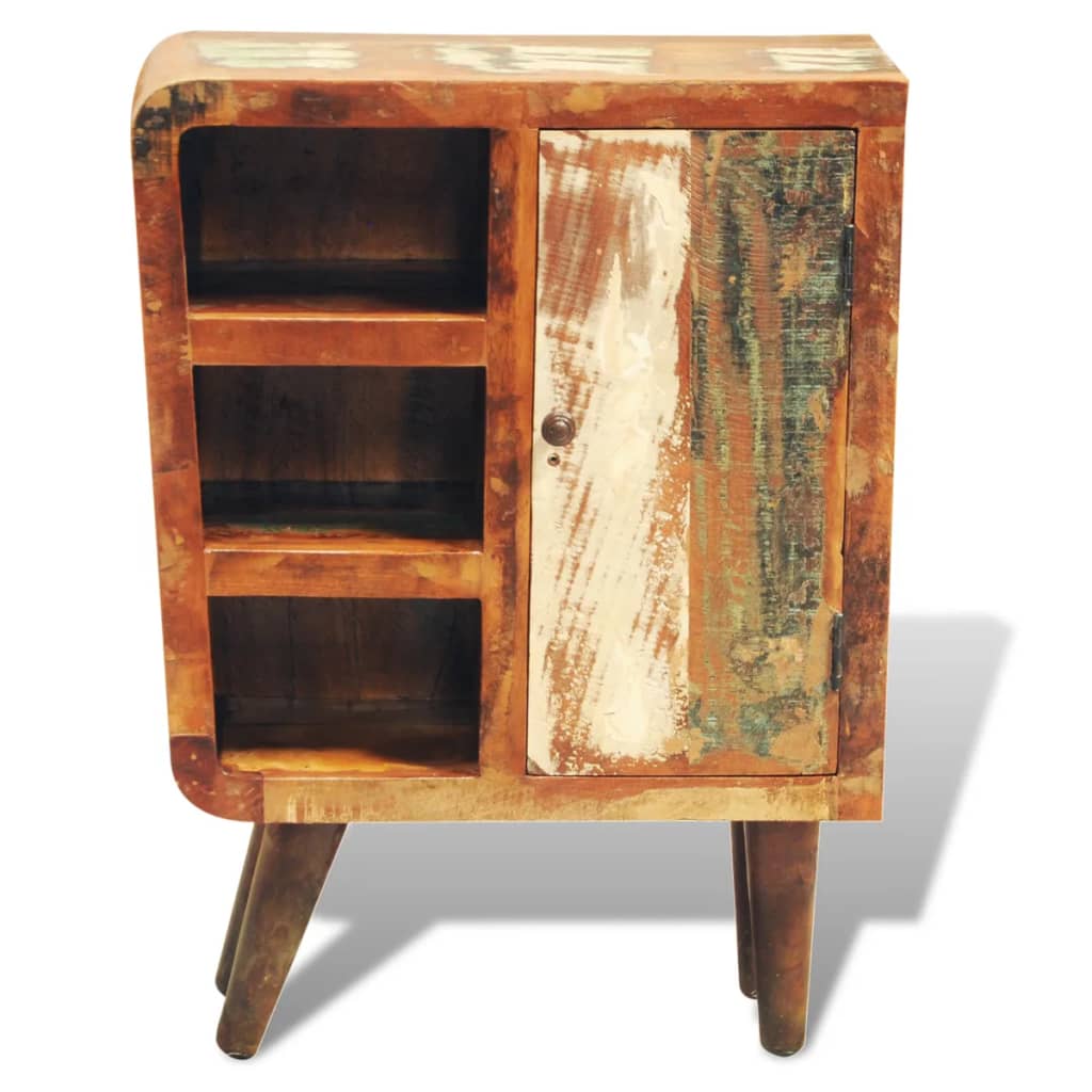 Kast met 1 deur vintage-stijl massief gerecycled hout