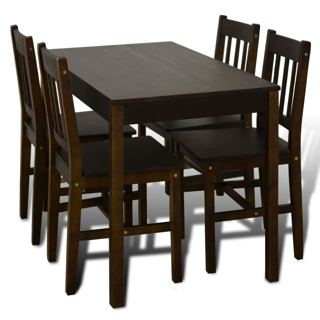 Eettafel met 4 stoelen hout bruin