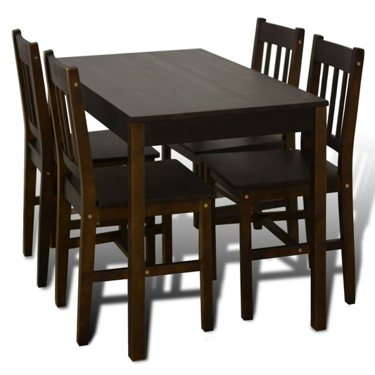 Eettafel met 4 stoelen hout bruin