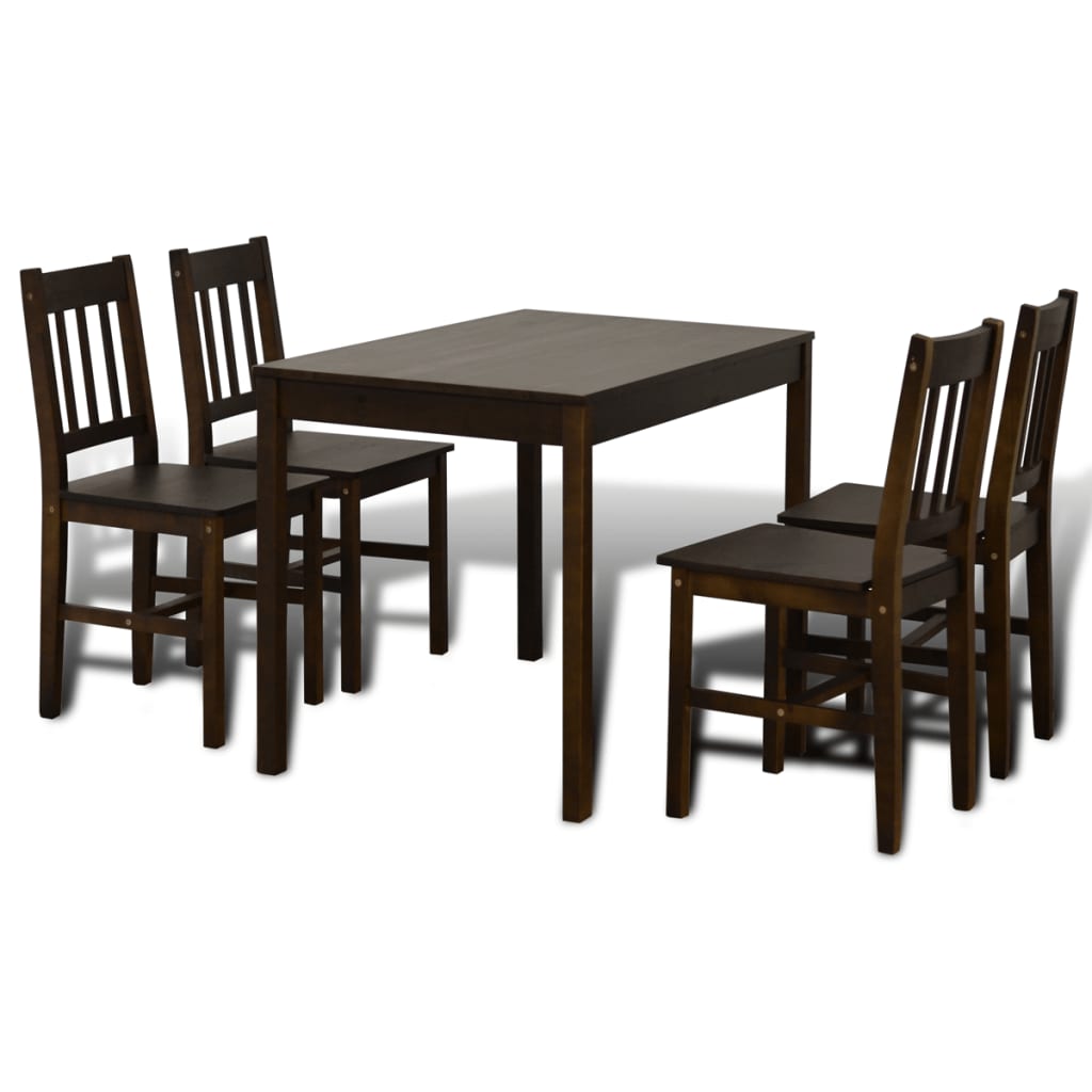 Eettafel met 4 stoelen hout bruin