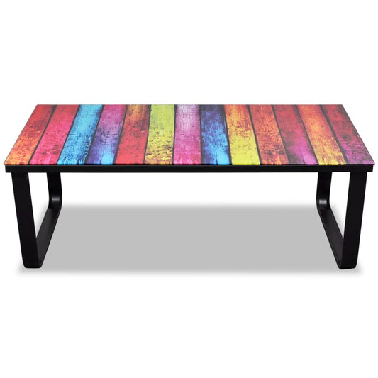 Salontafel met regenboog-print glazen tafelblad