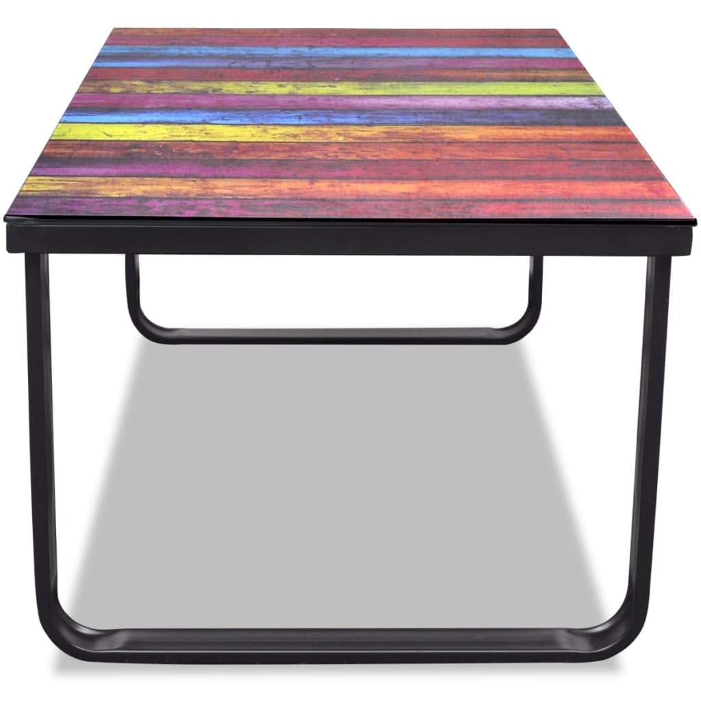 Salontafel met regenboog-print glazen tafelblad